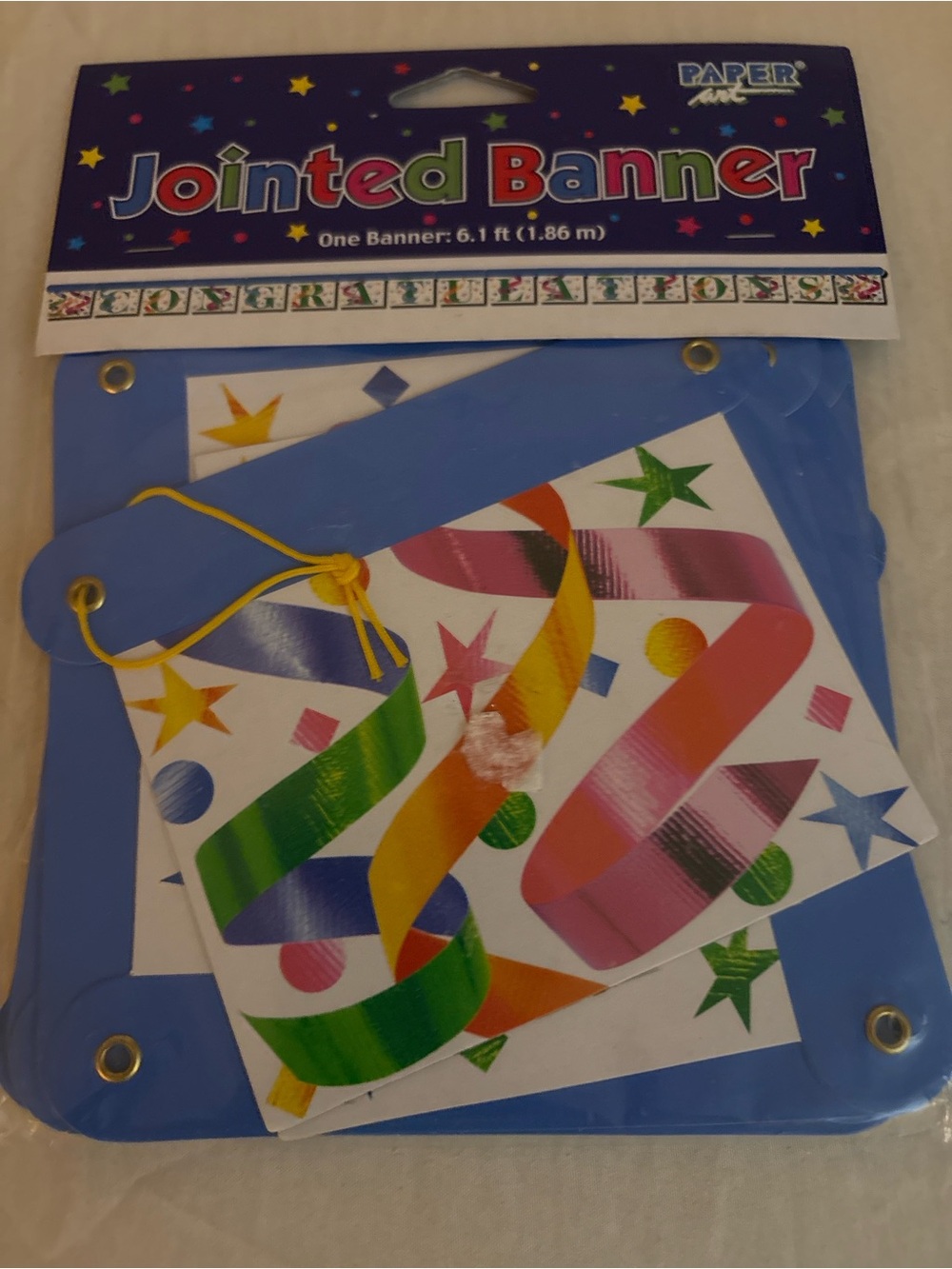 Joined Banner - Blue Party Banner with Multicolor Streamers